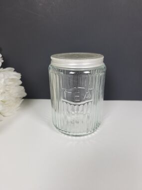 Antique Hoosier Ribbed Glass Tea Jar | Glass Tea Canister | Retro